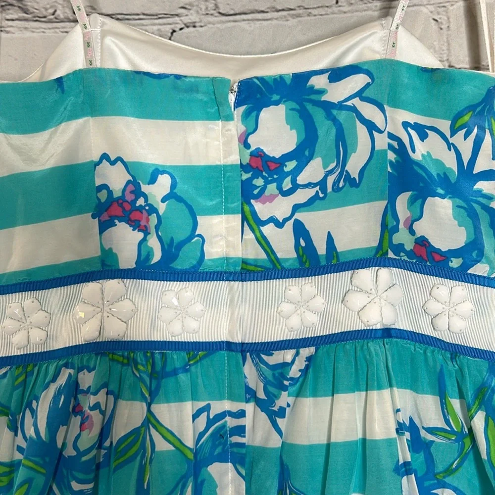 Lilly Pulitzer Shorely Blue Tossing the Line Beaded Silk Blend Langley Dress - Picture 10 of 15